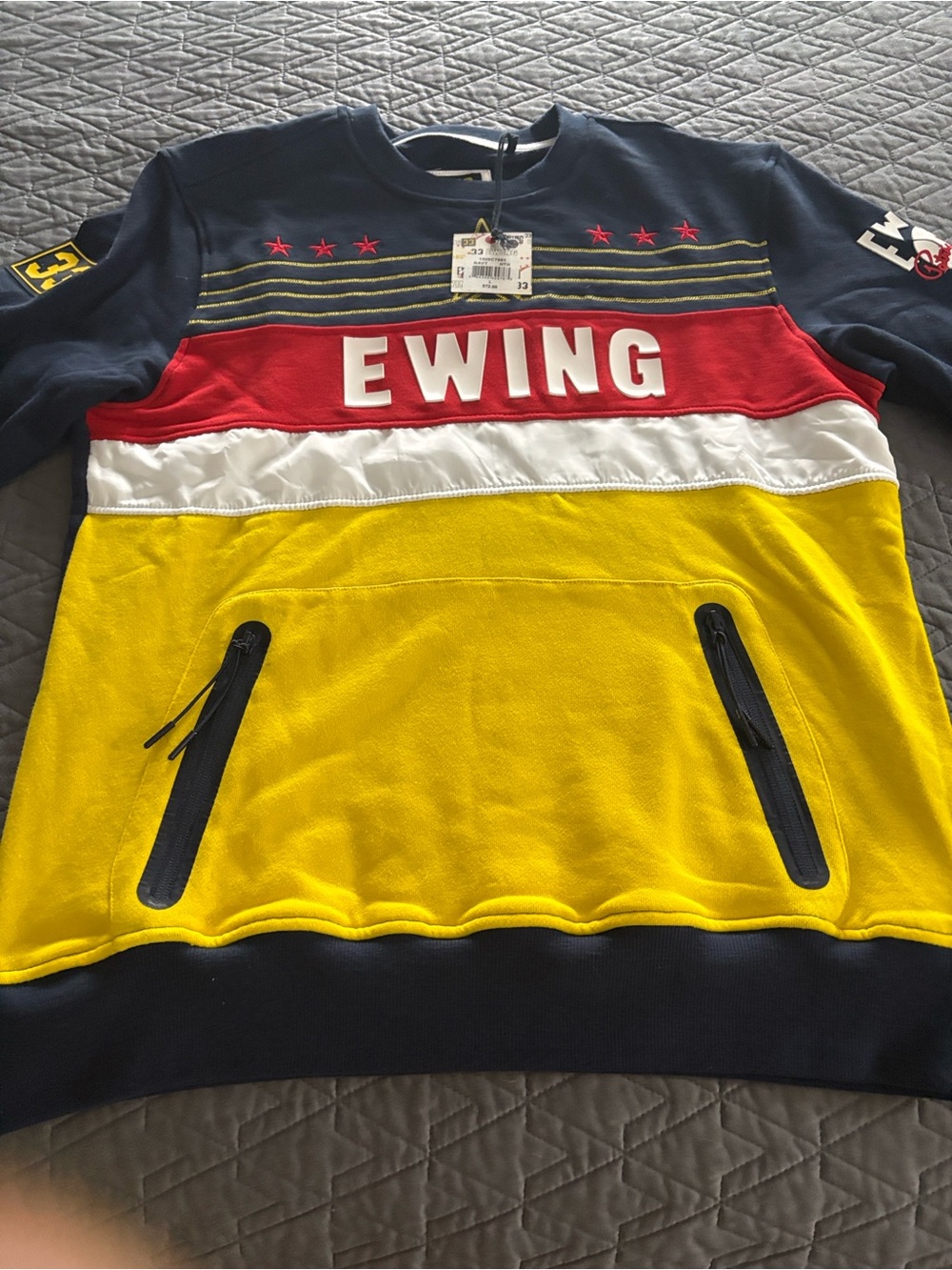 Ewing Colorblock Crewneck Sweater - Yellow/Red/Navy
